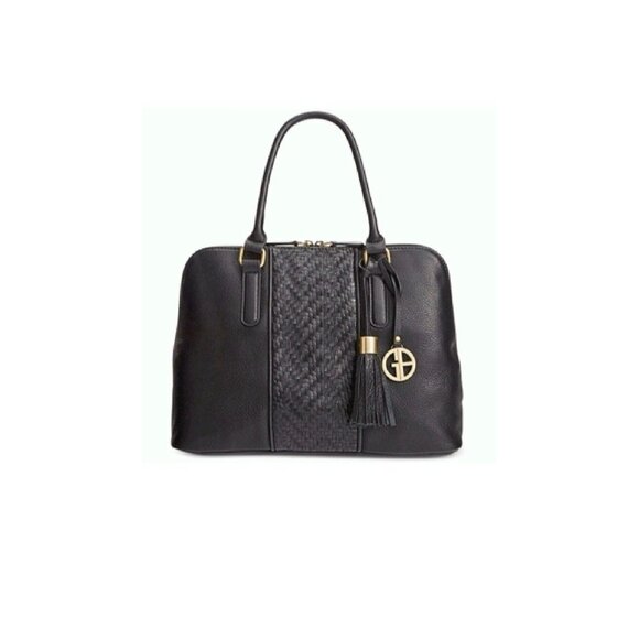 Giani Bernini Pebble Weave Leather Dome Satchel Black NWT - Picture 1 of 6